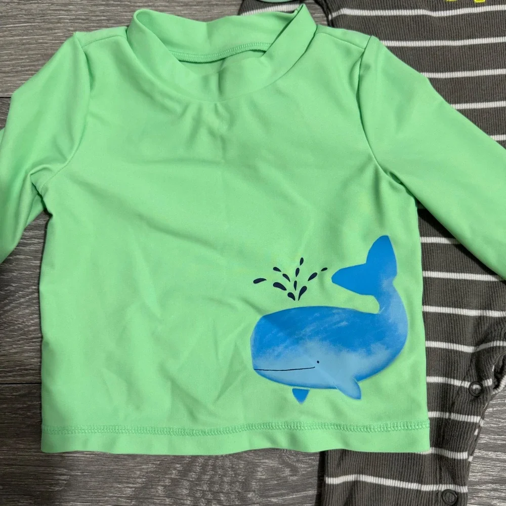 Beach Outfit 3 Pieces‎ Set Carters Baby Boy 9M Whale Elephant Romper Sun Hat